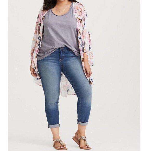 Torrid Premium Grey Scoop Neck Tank Top Tee Sz 0X - Picture 3 of 7